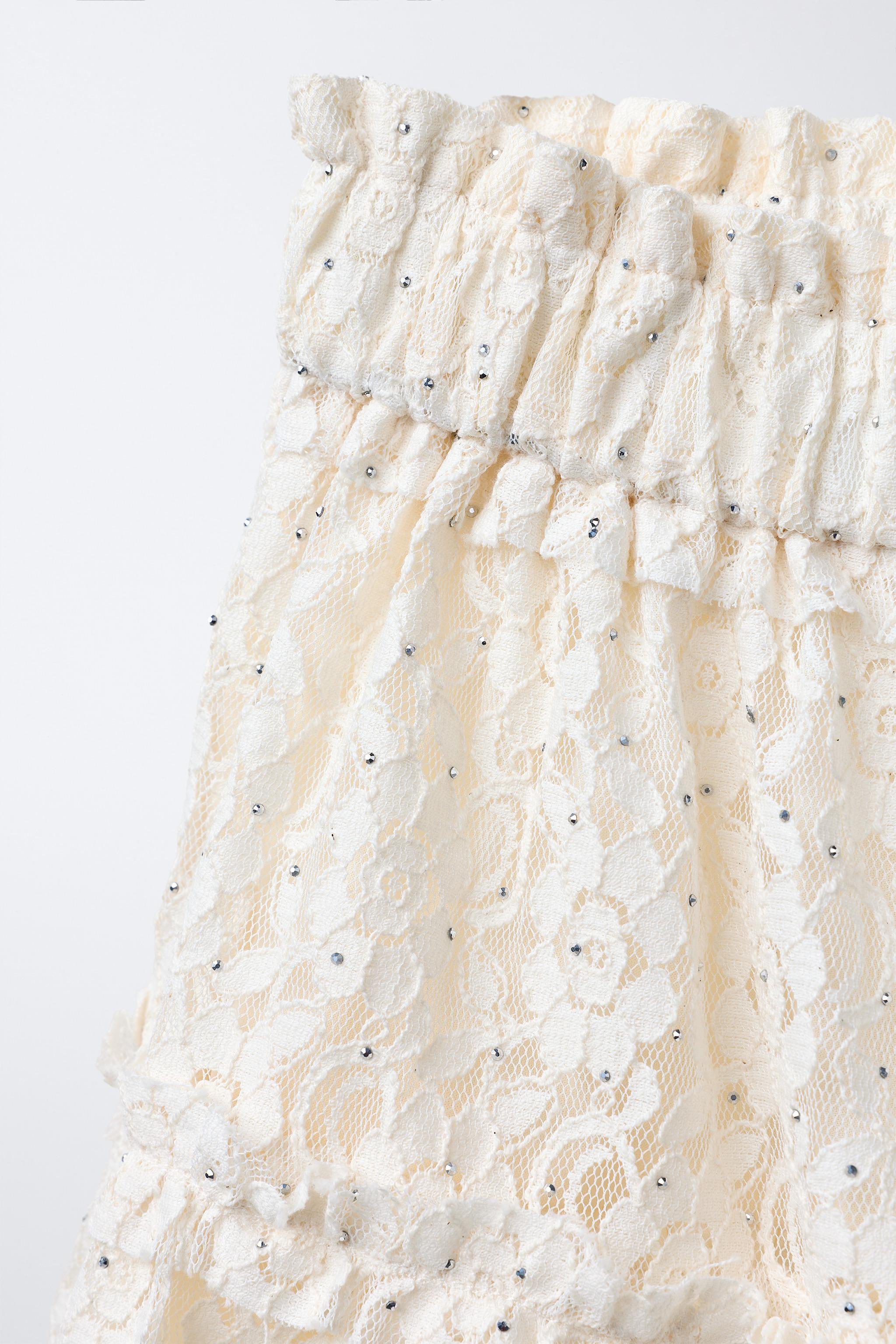 SPARKLY RUFFLED FLORAL SKIRT